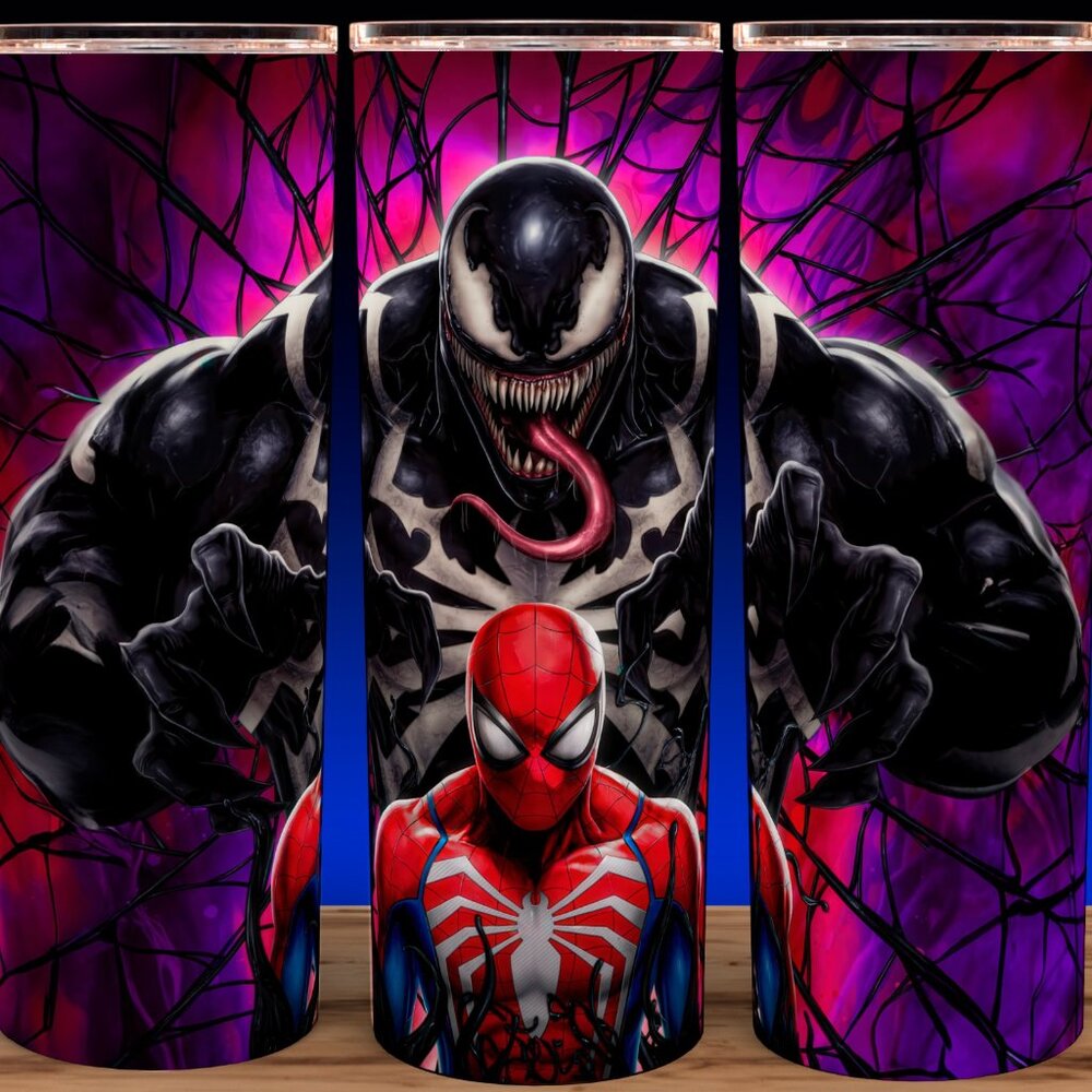 Spiderman and Venom Comic Book Superheroes Style Cup Mug Tumbler